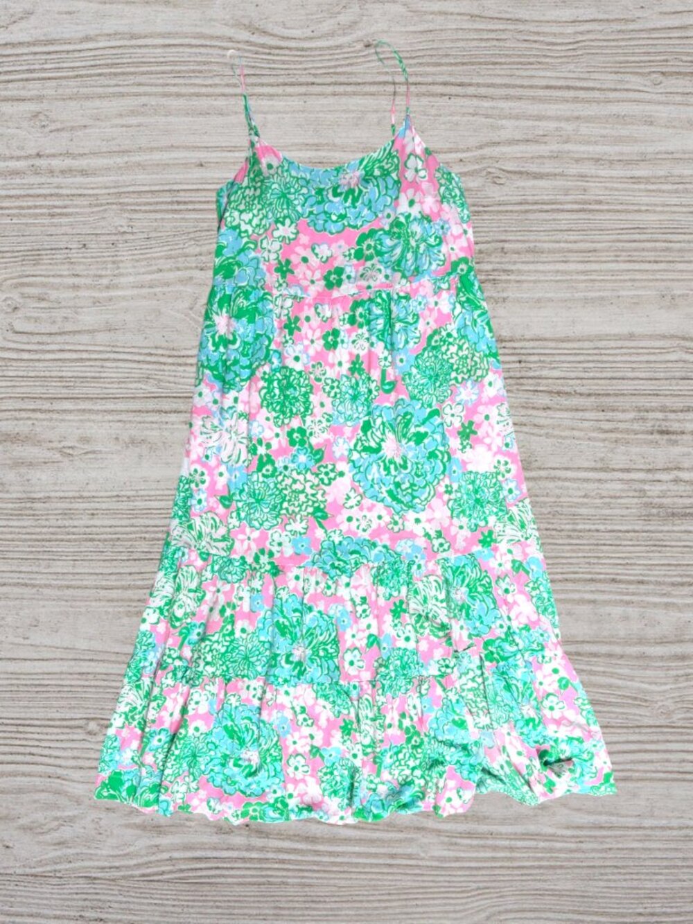 Lilly Pulitzer Teresa Maxi Dress XL Plumes in Bloom Floral Tiered Pink Green - Picture 5 of 9